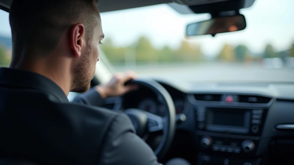 Driver testing brake responsiveness during safety inspection in empty parking lot