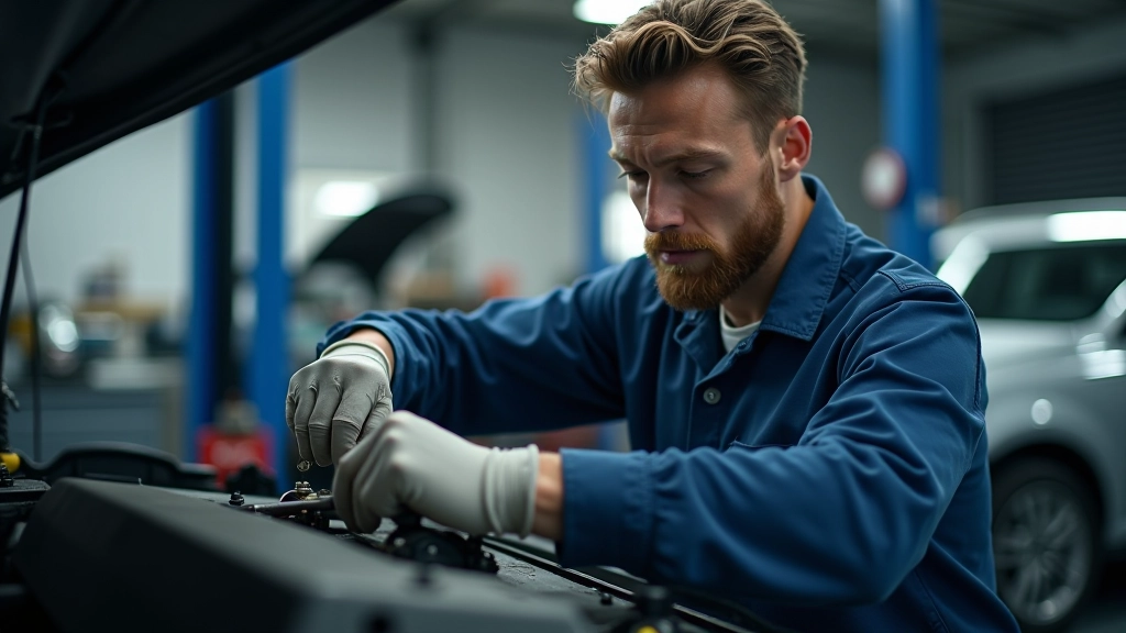 Expert technician performing detailed engine inspection and maintenance work