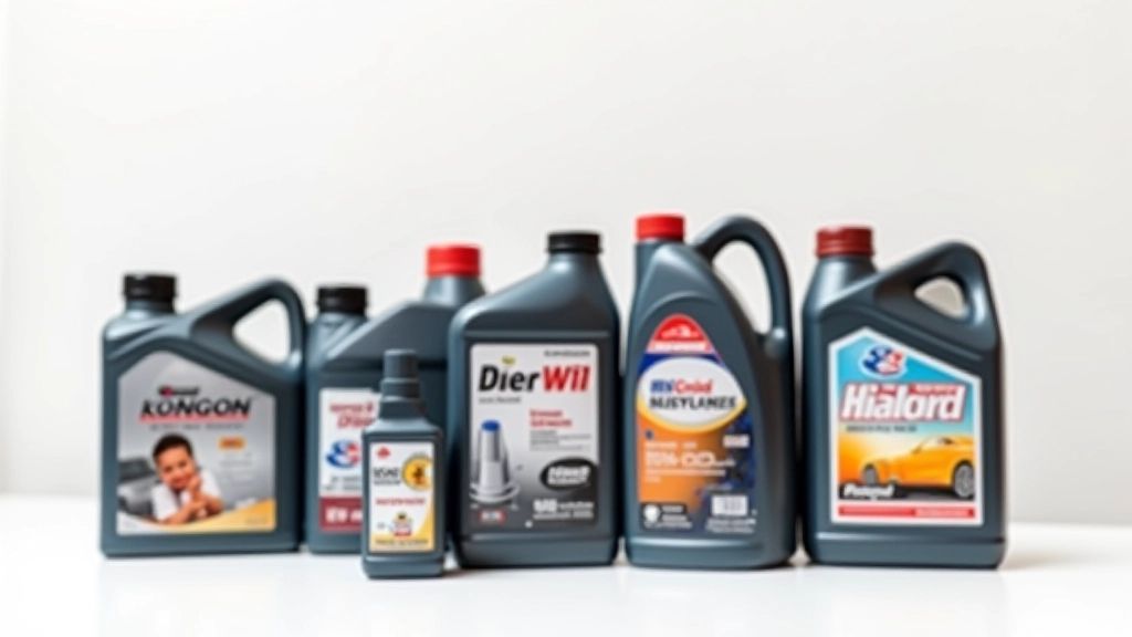 Collection of different motor oil bottles and containers showing various viscosity grades and synthetic formulations